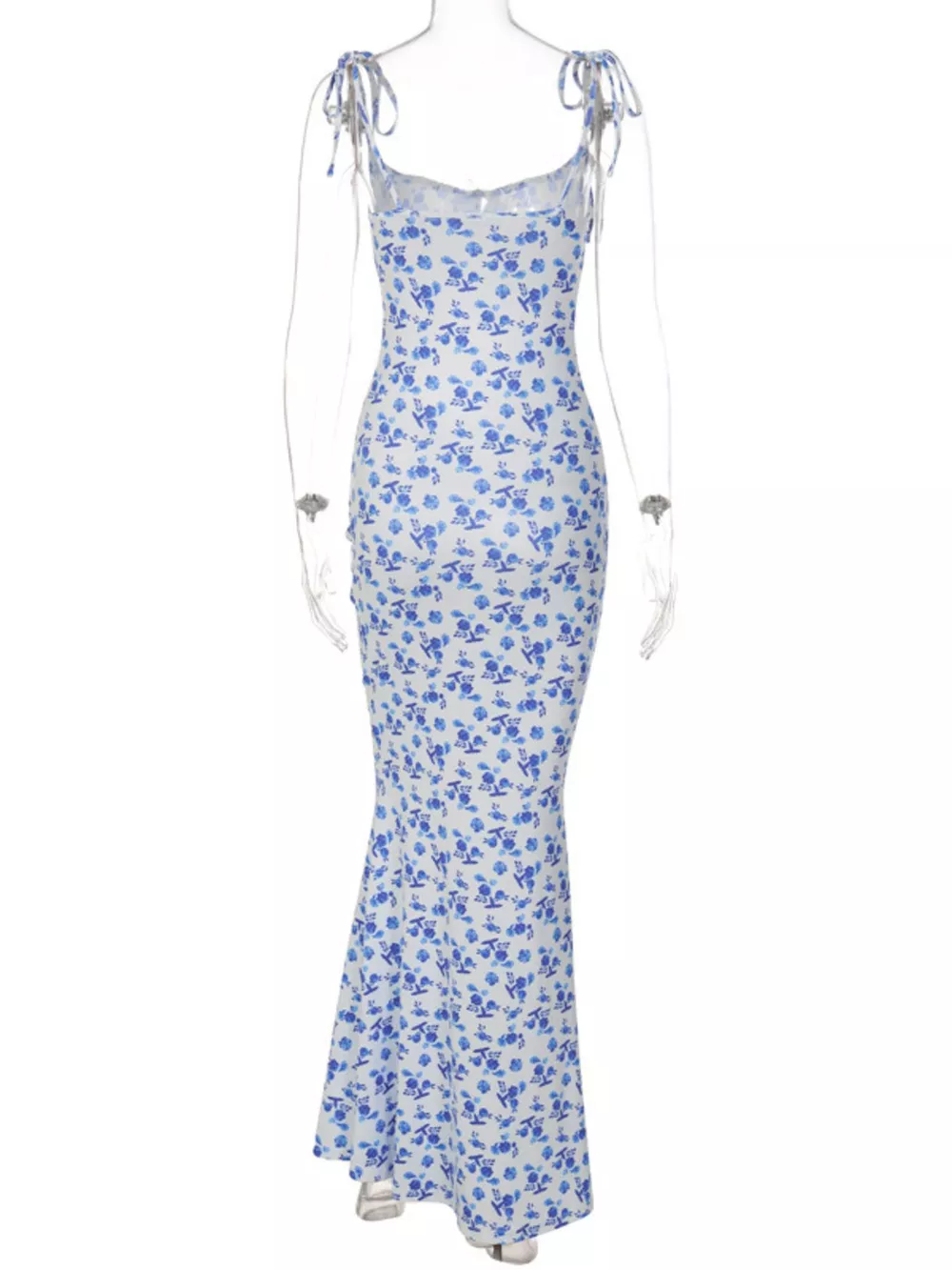 Floral Print Tie Strap Bodycon Maxi Dress, image 22