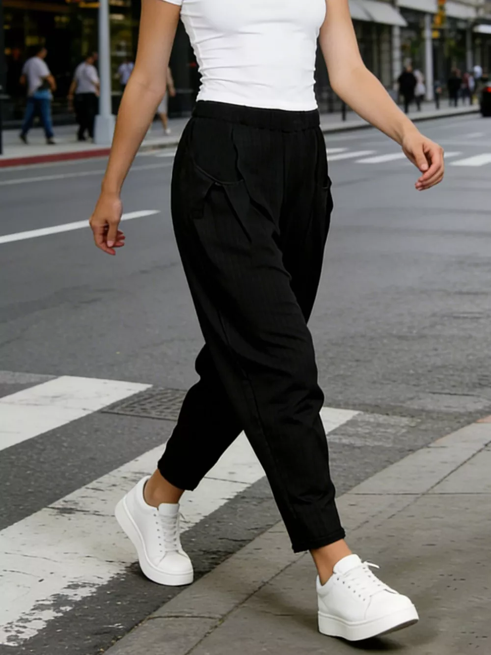 Plus Size Casual Elastic Waist Harem Pants, image 5