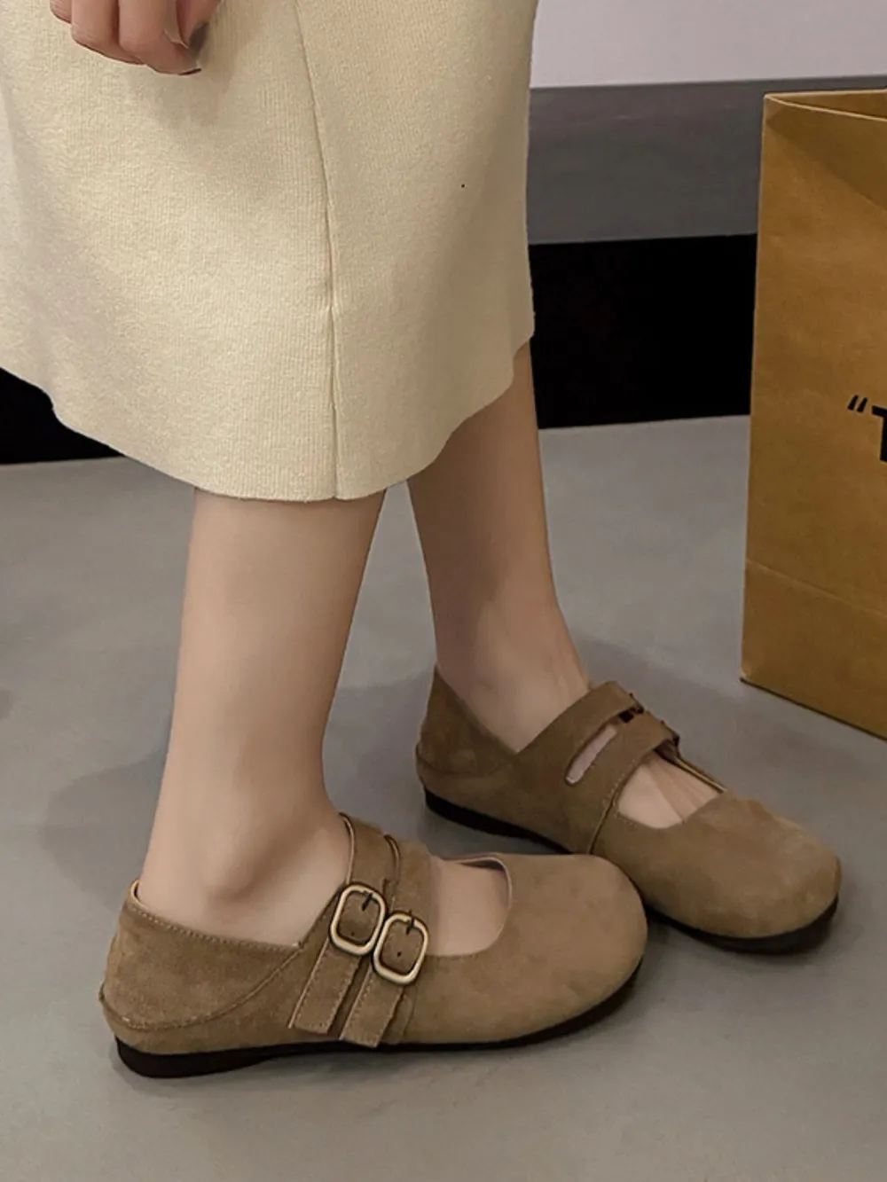 Double Buckle Straps Round Toe Slip-Ons, image 4