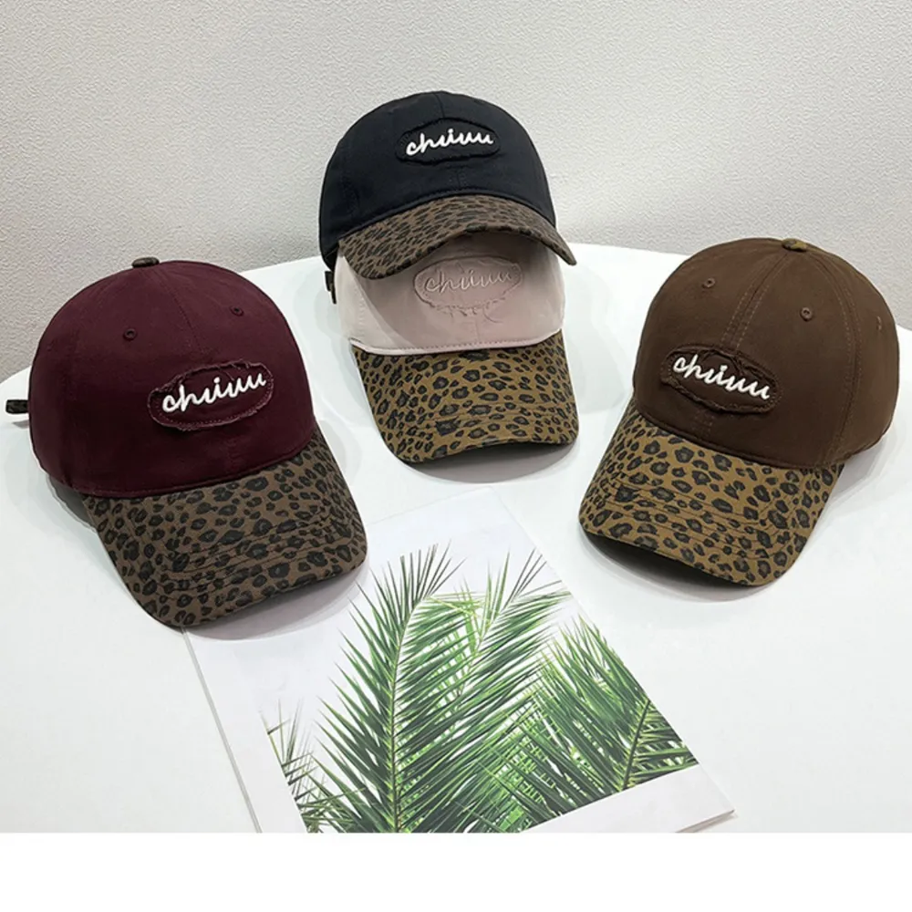 Leopard Print Baseball Cap with Embroidered Letter, image 2