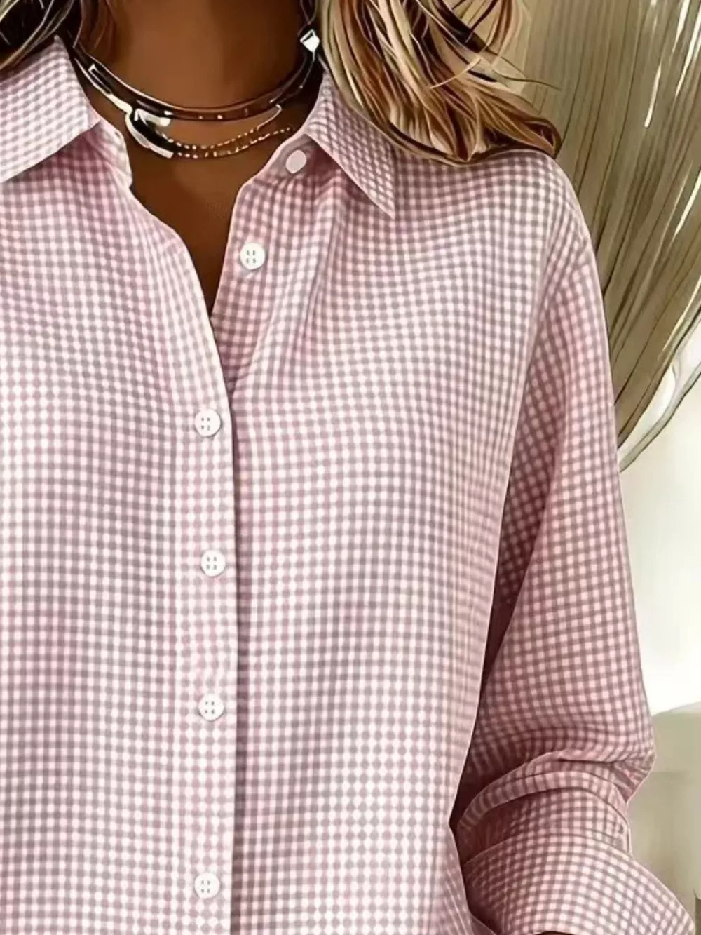 Full Size Plaid Button Up Long Sleeve Shirt Plus Size, image 2
