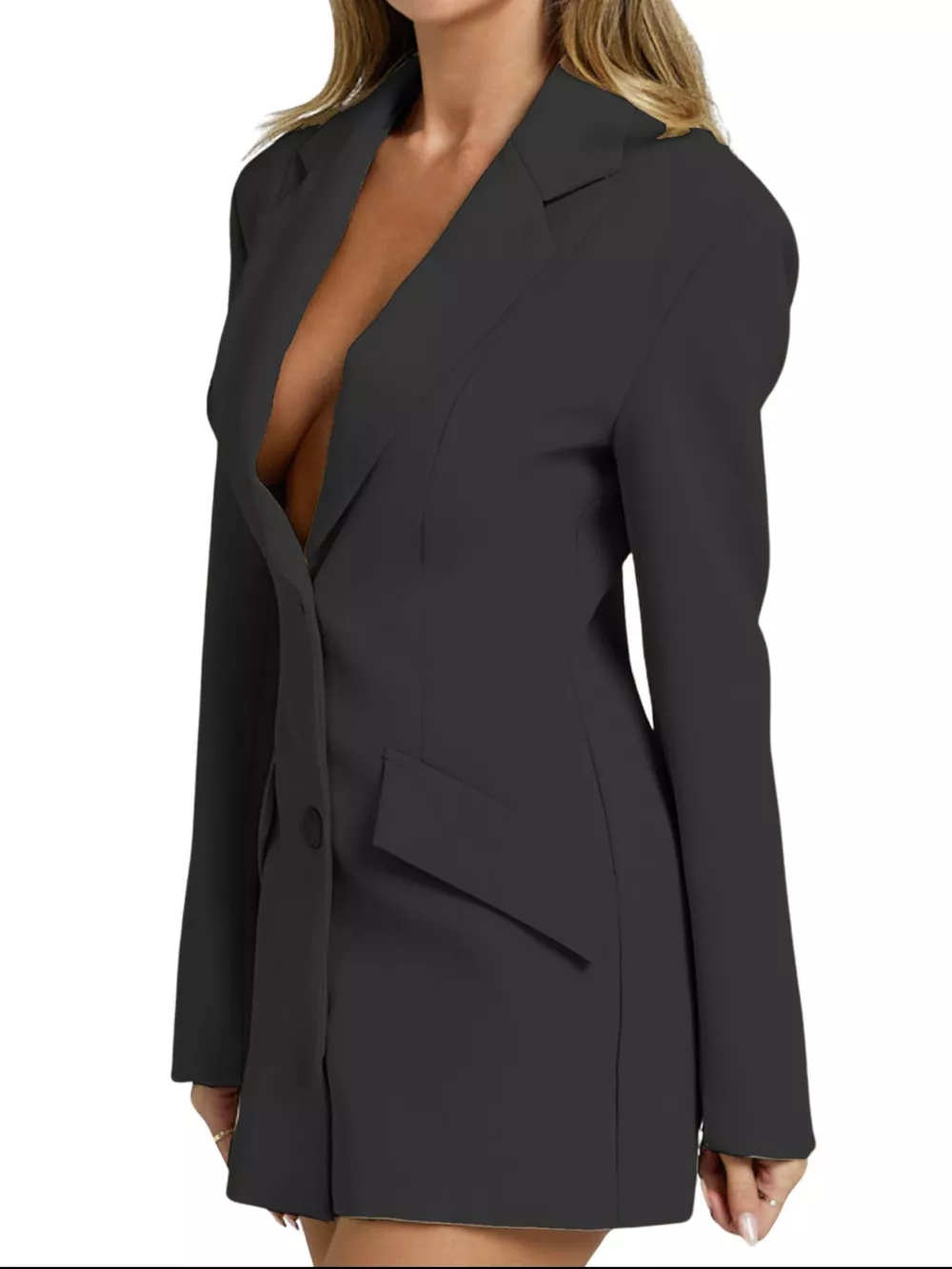 Lapel Collar Fitted Blazer Dress, image 2