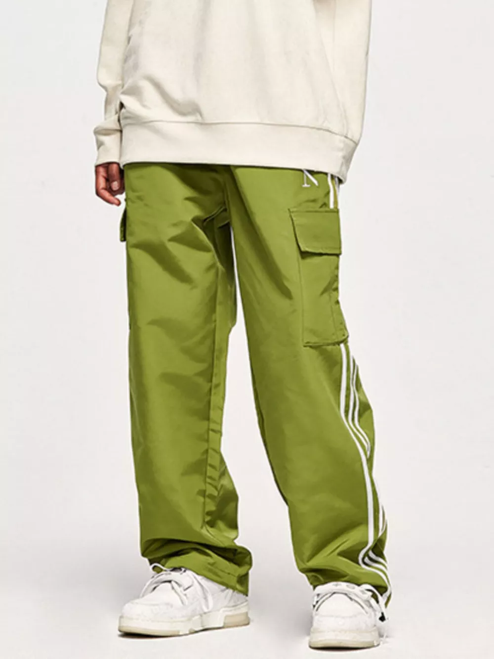 Men's Side Striped Wide Leg Cargo Pants, image 4
