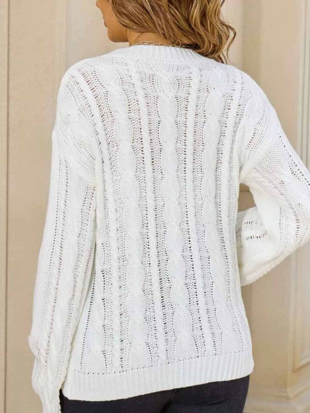 Cable Knit Long Sleeve Sweater, image 7