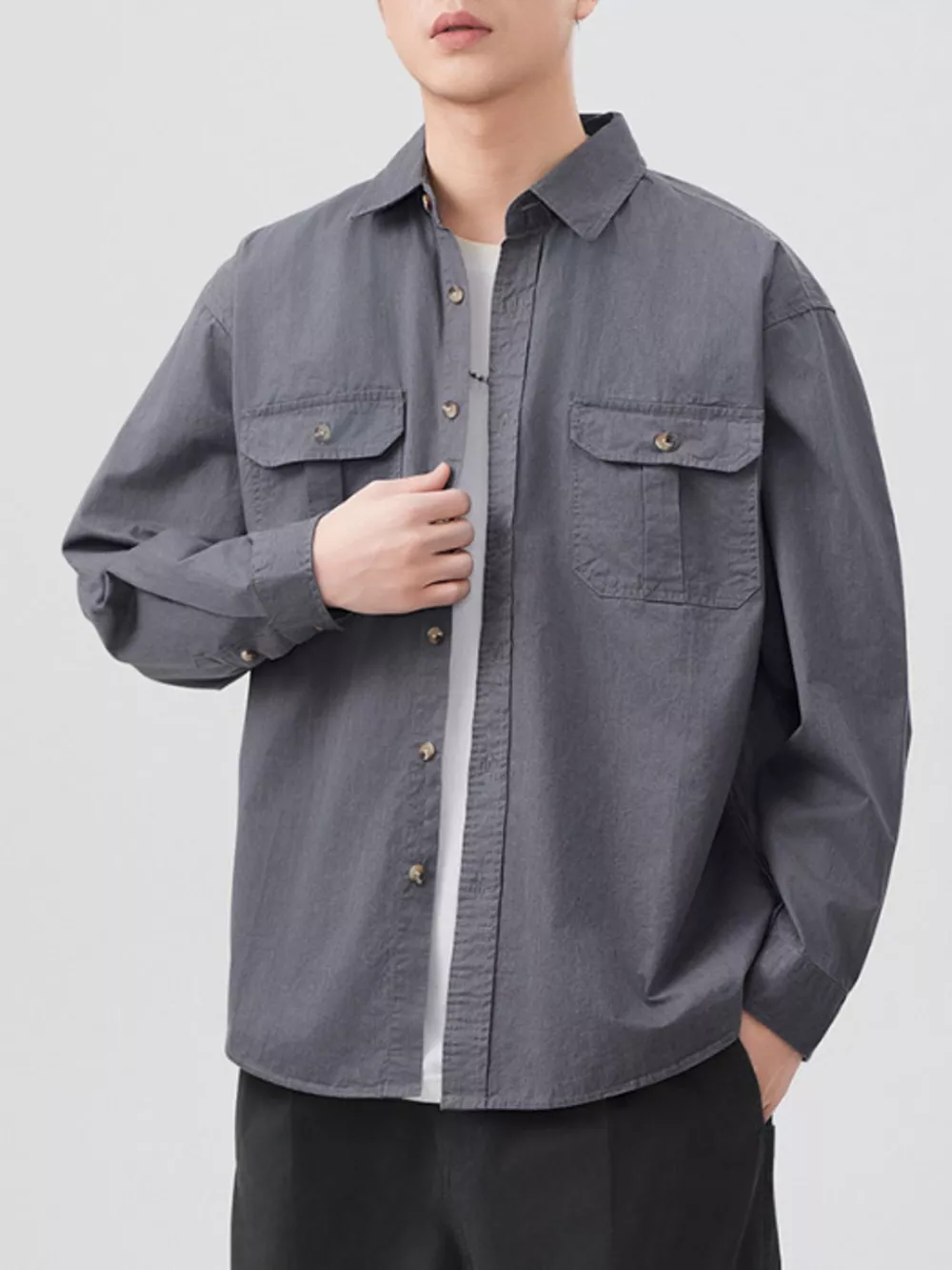 Men's Plus Size Button Up Long Sleeve Shirt, image 5