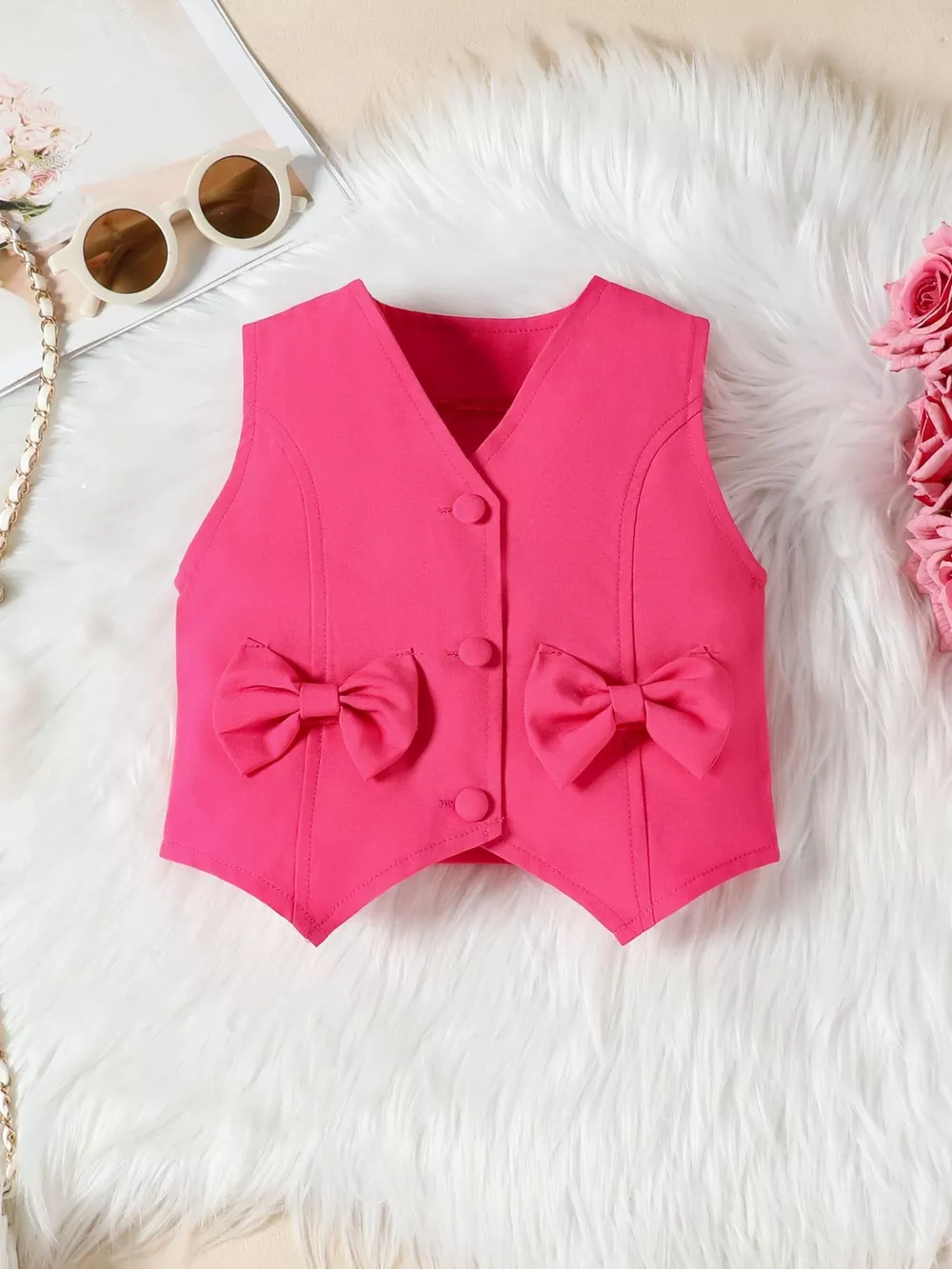 Children's Bowknot Vest & Pleated Skirt Set, image 9