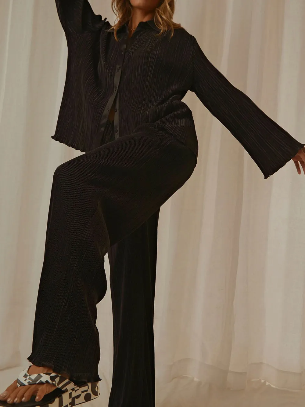 Button Up Long Sleeve Top and Pants Set, image 12