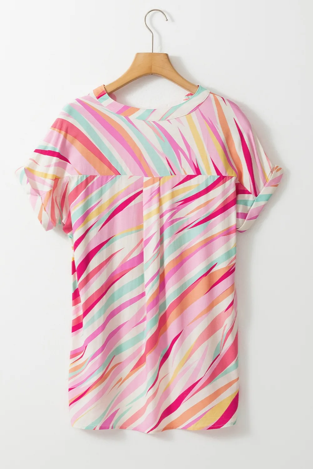 Color Block V-Neck Half Sleeve Blouse, image 3