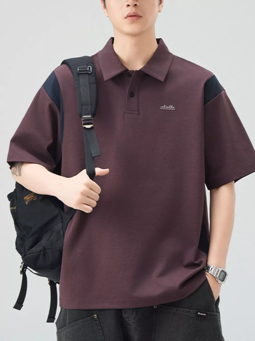 Men's Plus Size Button Detail Short Sleeve Polo, image 4
