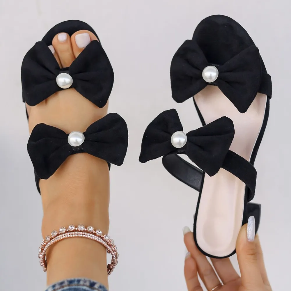 Double Bow Open Toe Block Heel Sandals, image 4