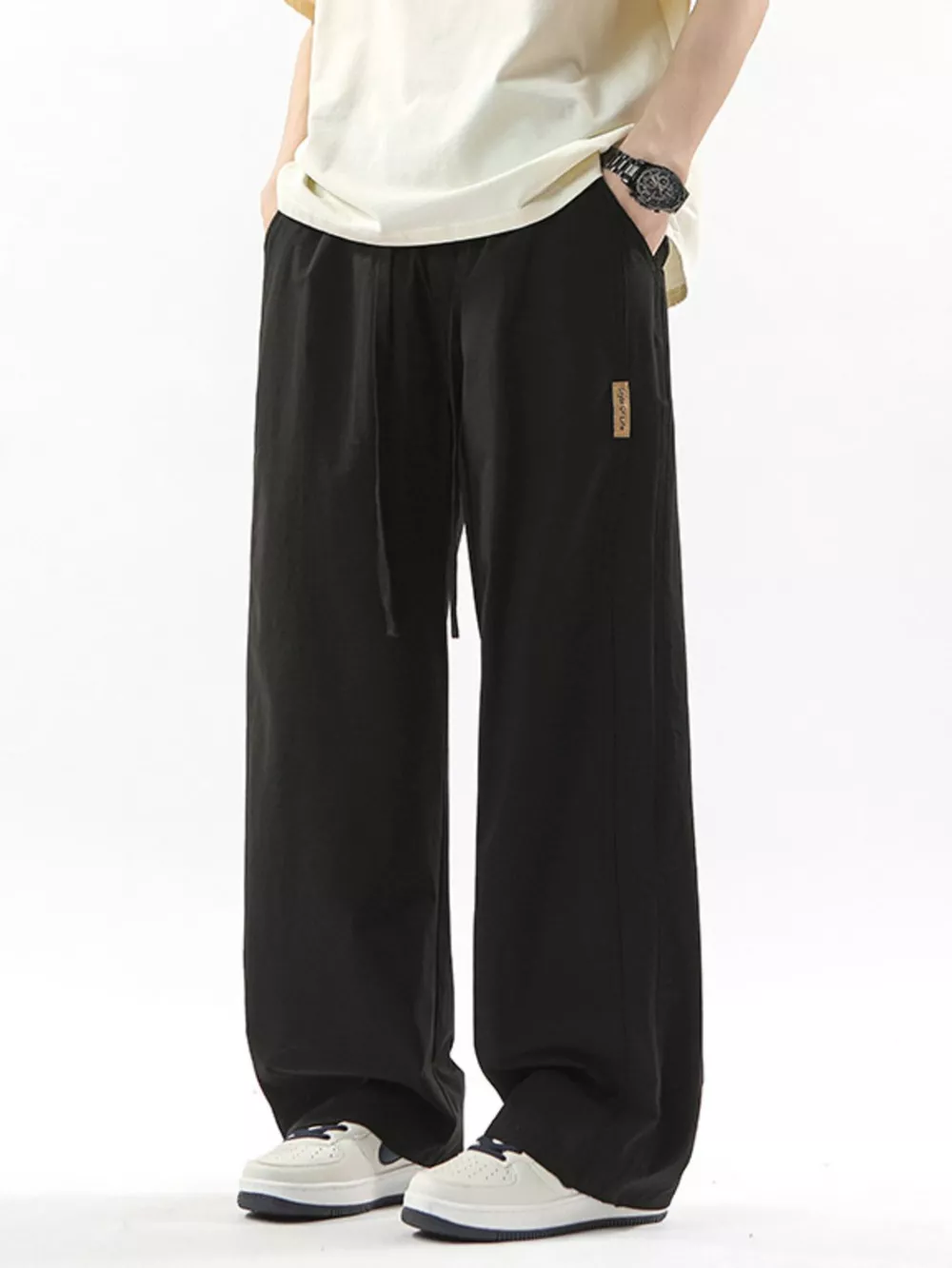 Men's Full Size Loose Fit Drawstring Wide Leg Pants Plus Size, image 2