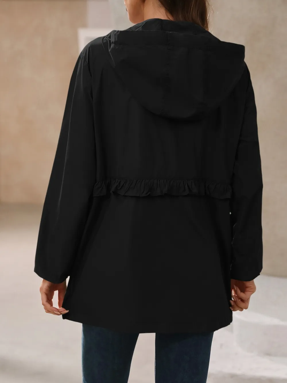 Outdoor Waterproof Long Sleeve Hooded Windbreaker, image 4