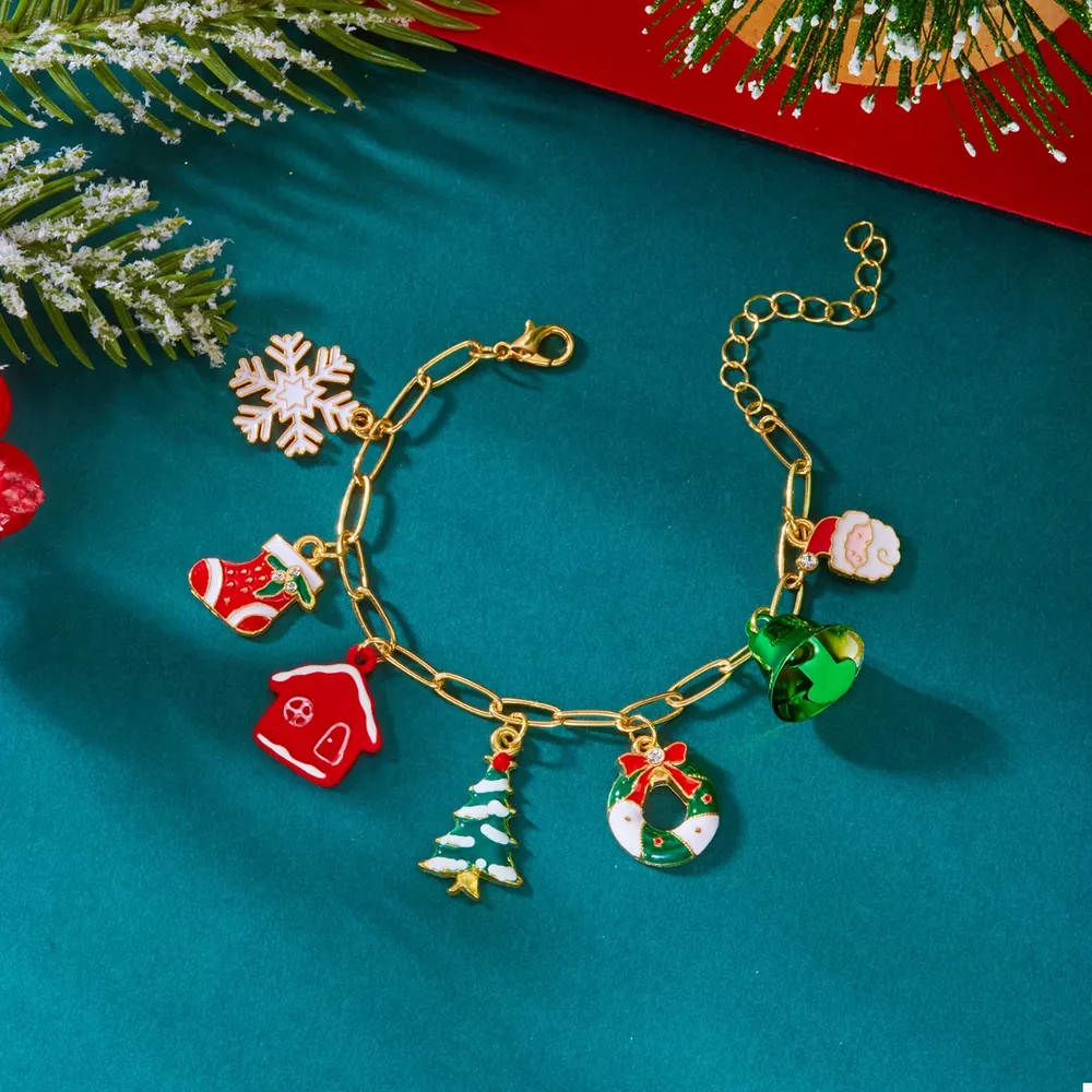 18K Gold-Plated Resin Christmas Theme Bracelet, image 3