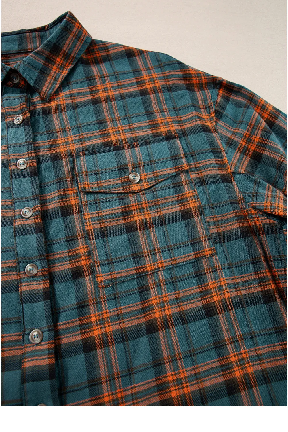 Plaid Collared Neck Long Sleeve Shirt, image 2