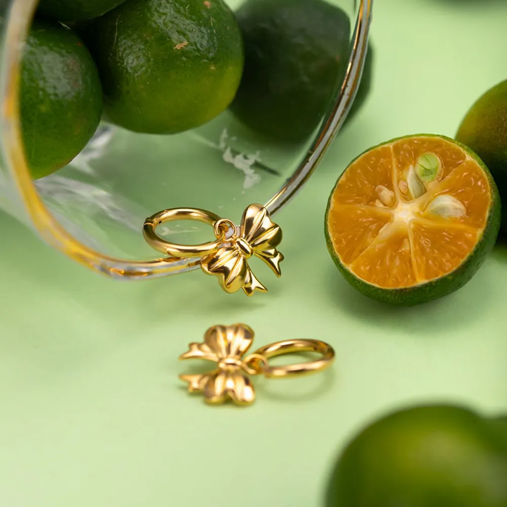 18K Gold-Plated Bow Earrings, image 2
