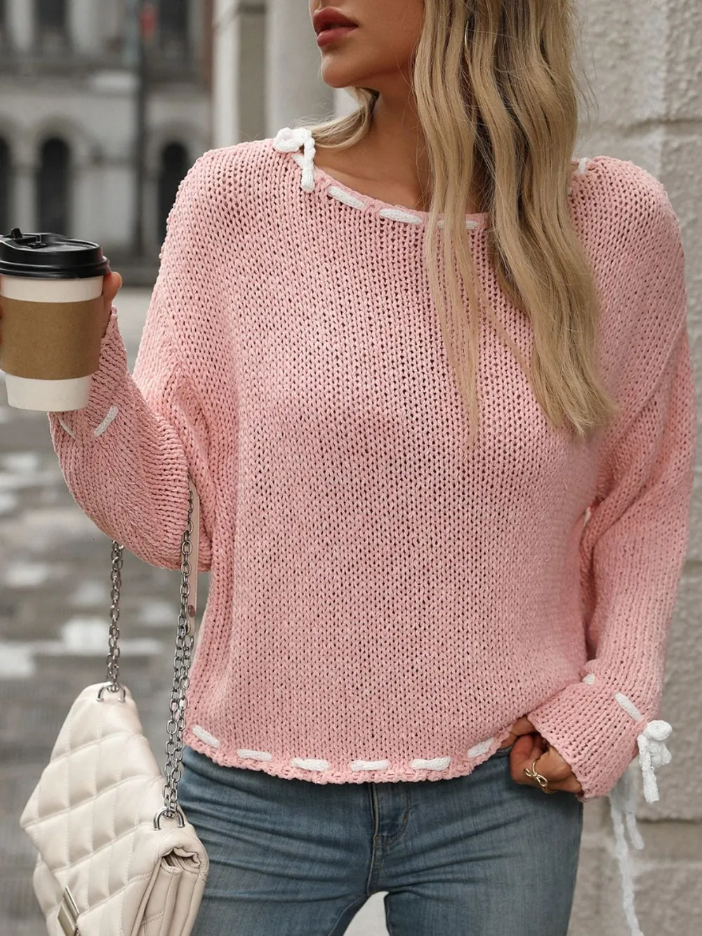Dropped Shoulder Long Sleeve Sweater, image 8