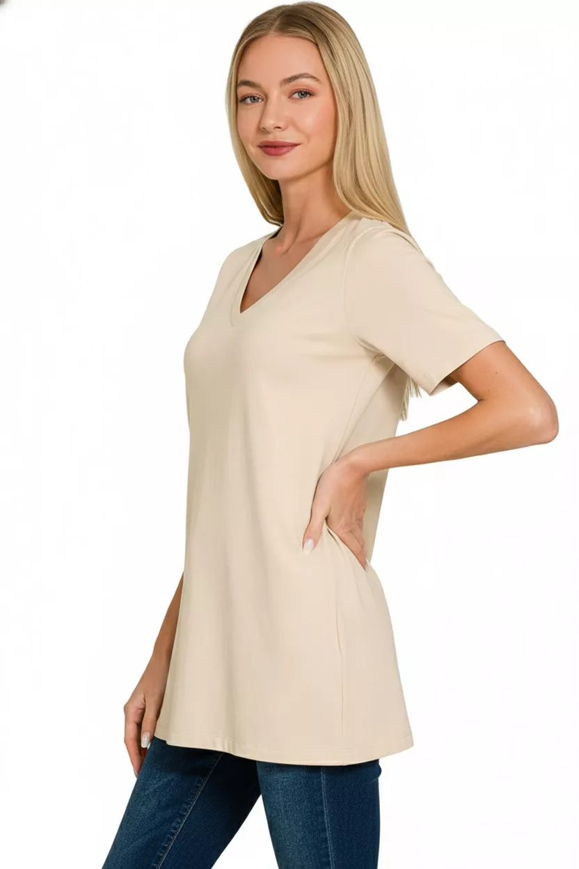 V-Neck Short Sleeve T-Shirt, image 2
