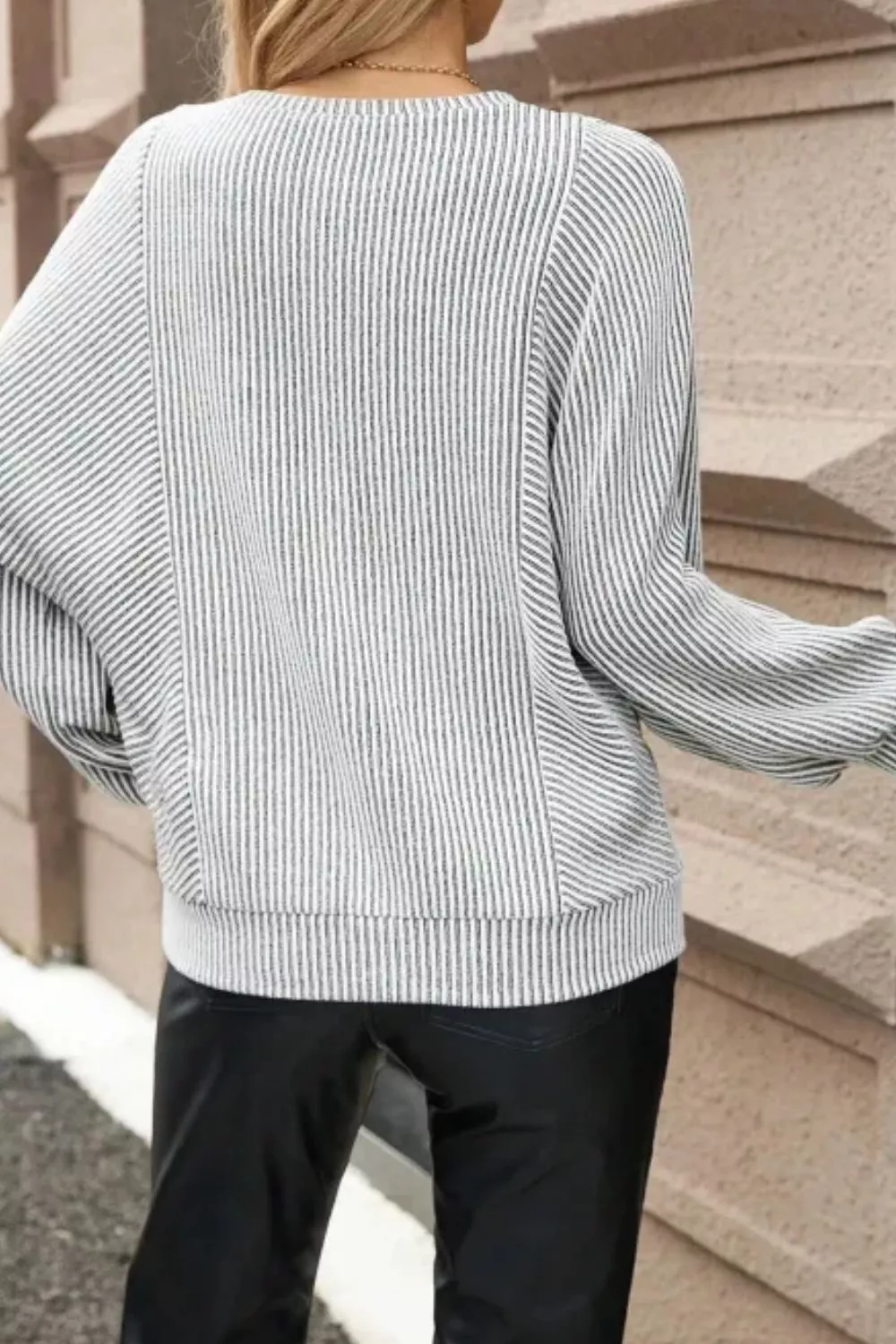 Striped Round Neck Long Sleeve Top, image 2