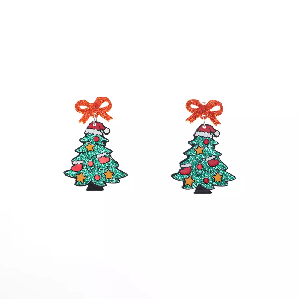 Acrylic Christmas Tree Drop Earrings, image 5