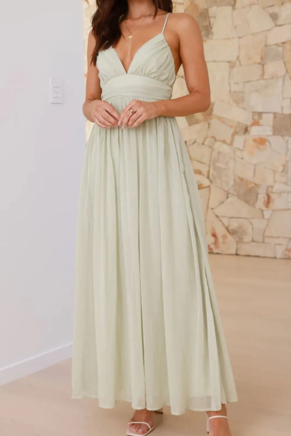 Ruched V-Neck Cami Dress, image 2