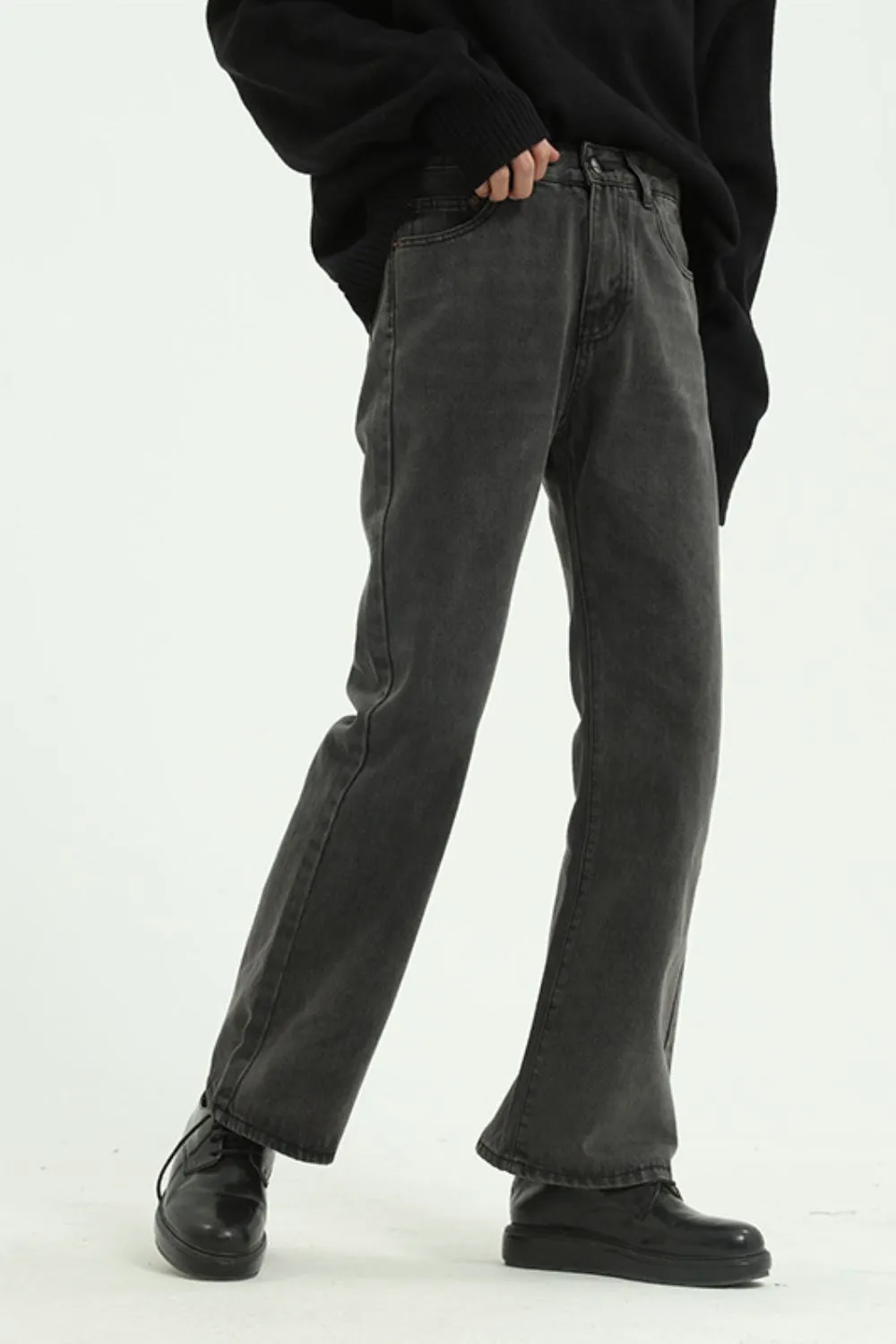 Men's Vintage Wash Straight Leg Jeans with Pockets, image 5