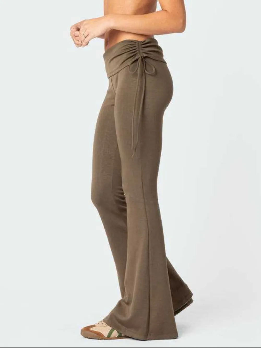 Drawstring Ruched Flare Pants, image 2