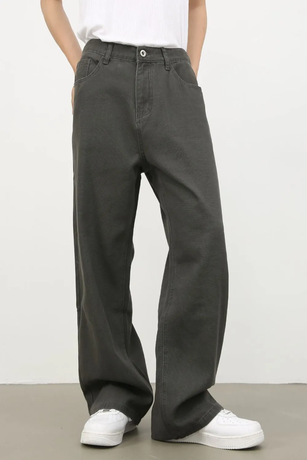 Men's Half Elastic Waist Jeans with Pockets, image 4