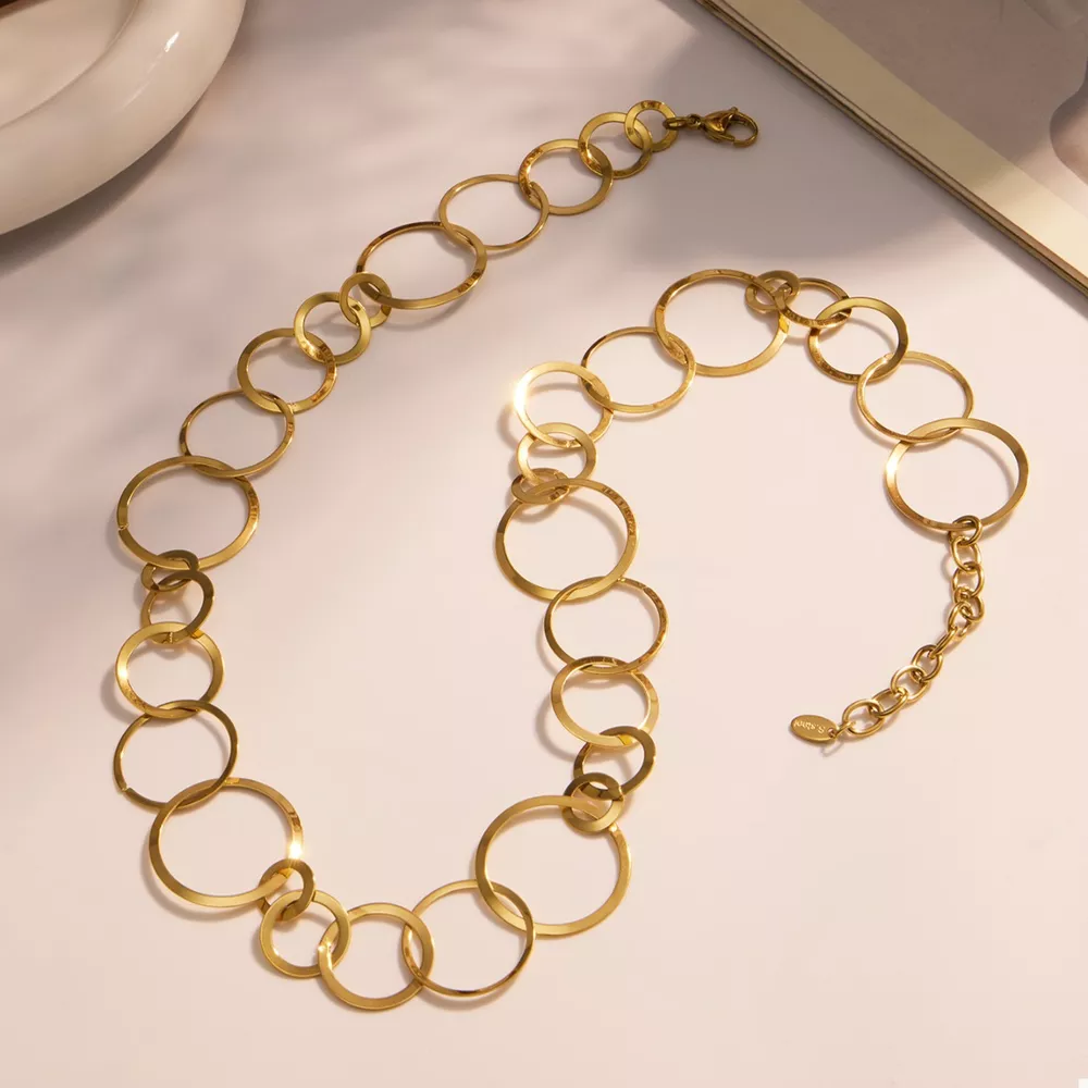 18K Gold-Plated Chain Link Statement Necklace, image 4