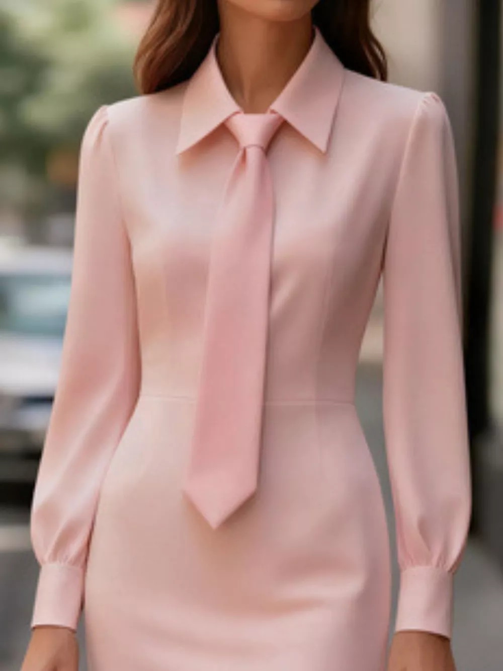 Tie-Neck Long Sleeve Dress, image 2