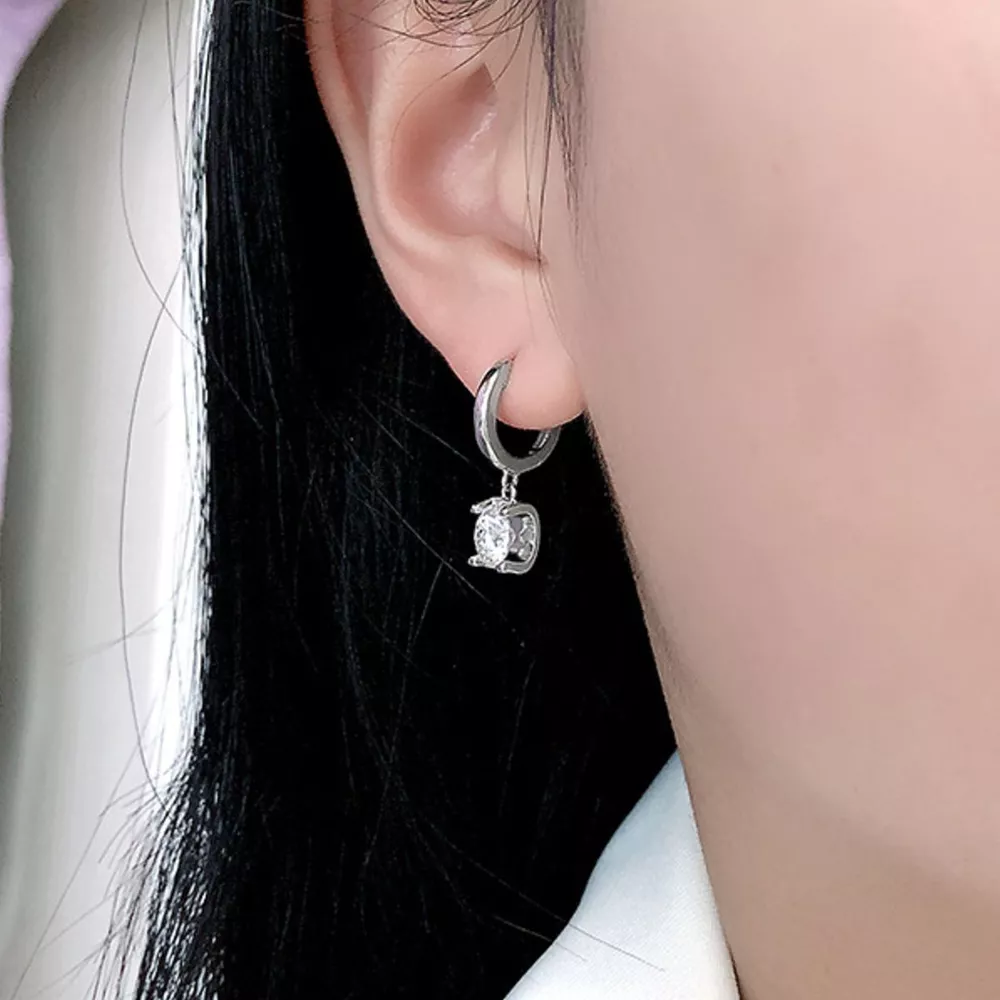 1 Carat Moissanite 925 Sterling Silver Drop Earrings, image 5