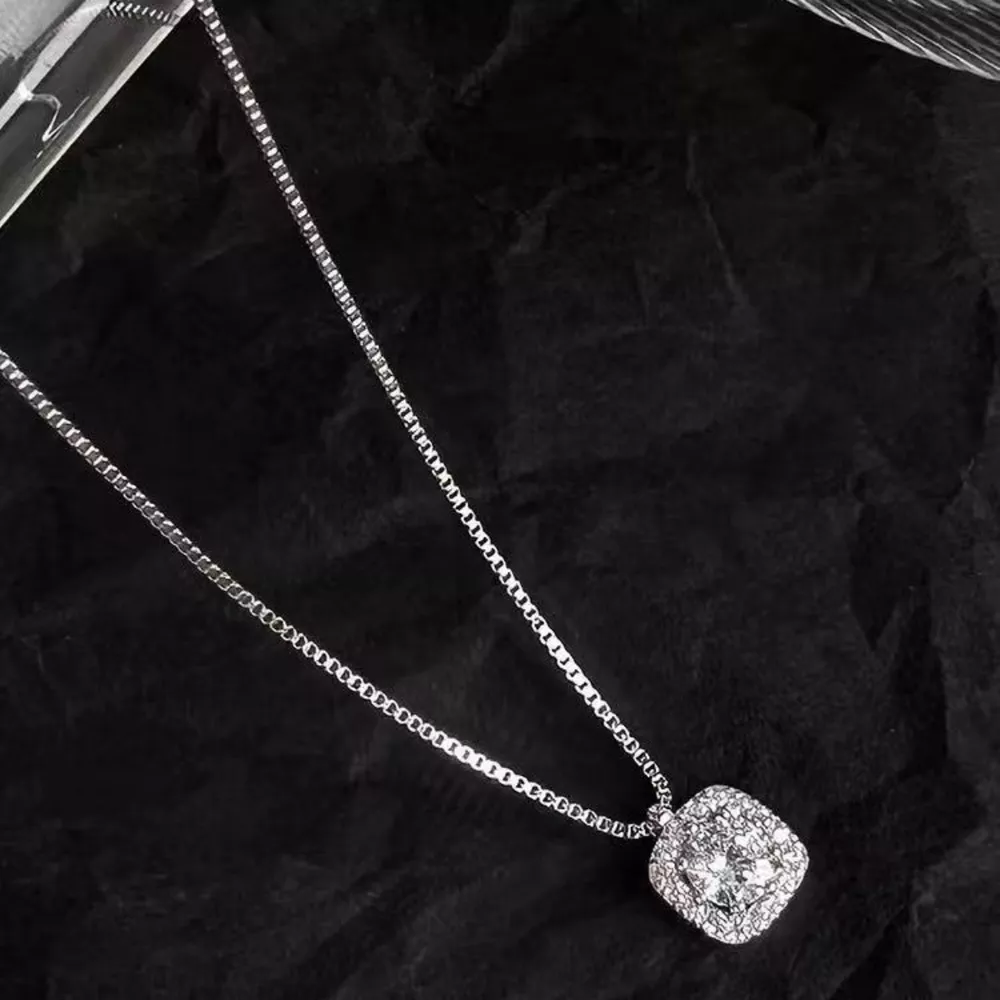925 Sterling Silver Square Pendant Necklace, image 4