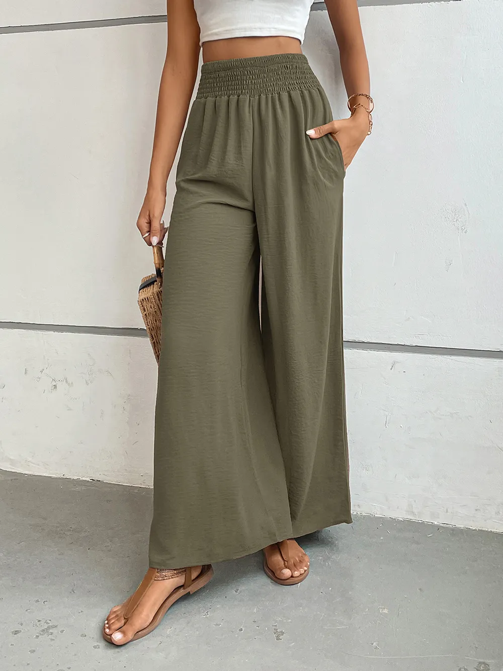 Wide Leg Pants with Pockets, image 5