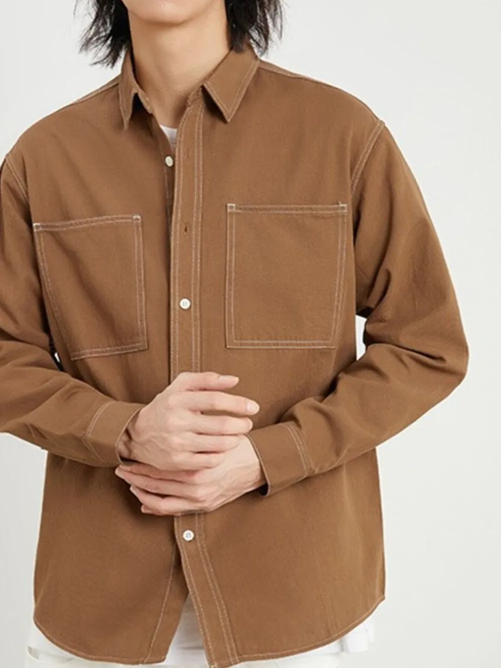 Men's Plus Size Button Up Long Sleeve Shirt, image 3