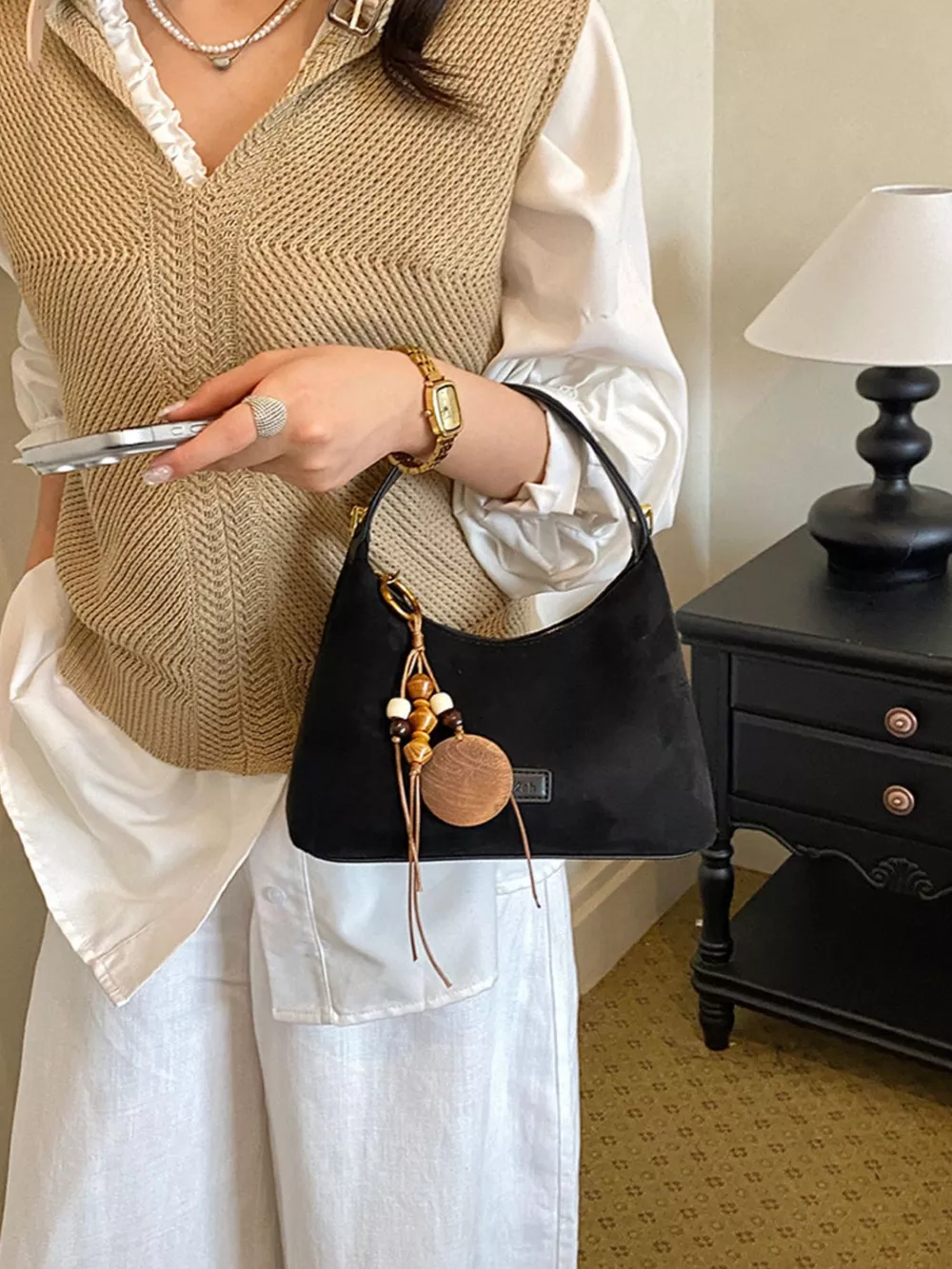 Lightweight Solid Color Handbag, image 3