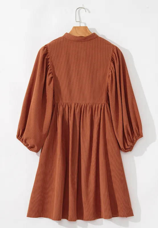 Corduroy Quarter Snap Three-Quarter Sleeve Dress, image 6