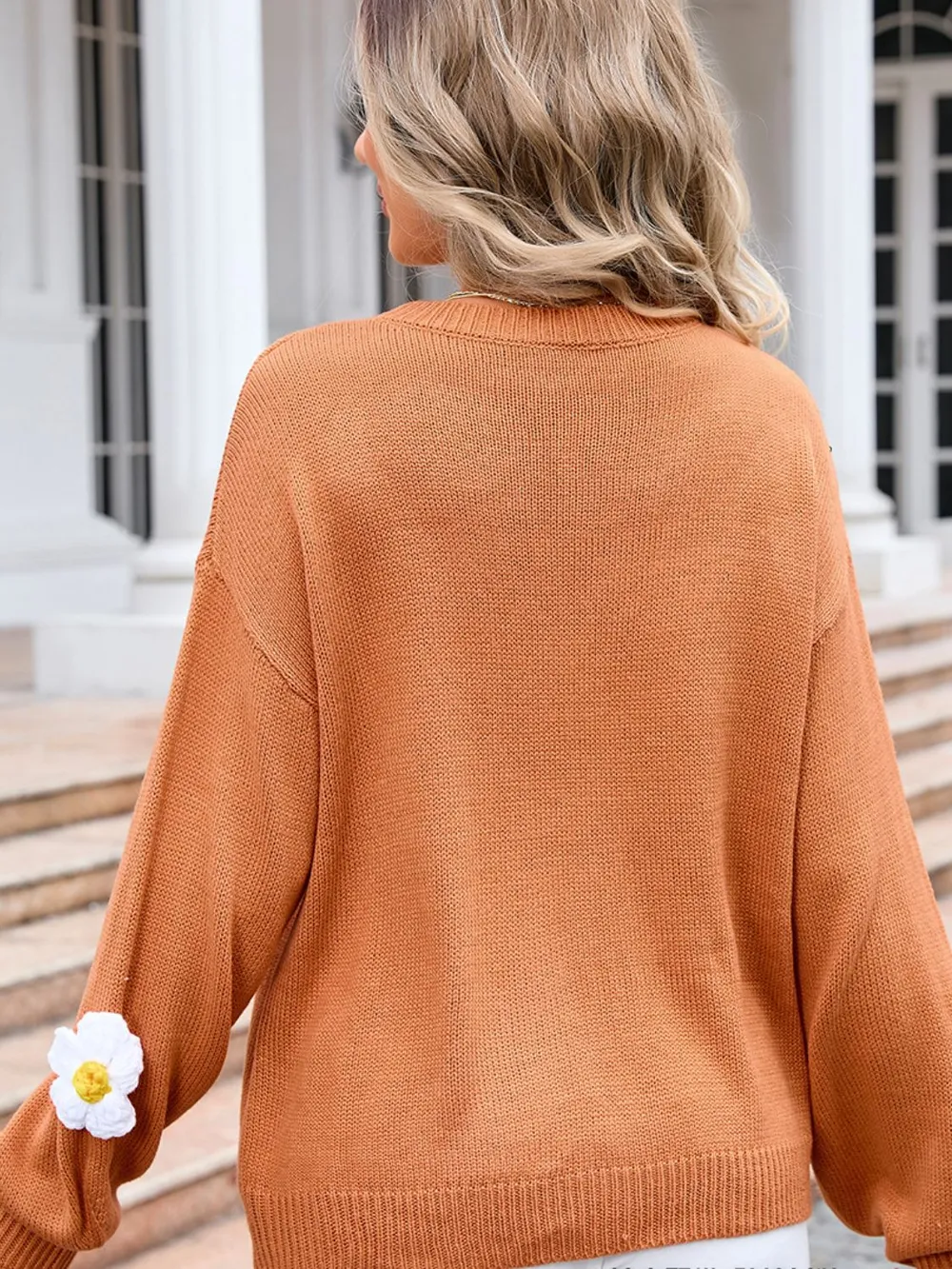 Flower Round Neck Long Sleeve Sweater, image 9
