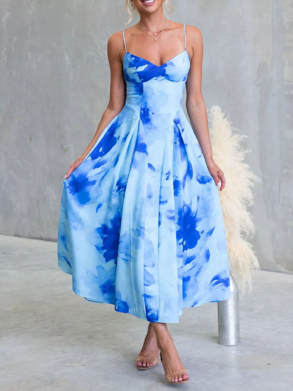 Floral Print Spaghetti Strap Midi Dress, image 2