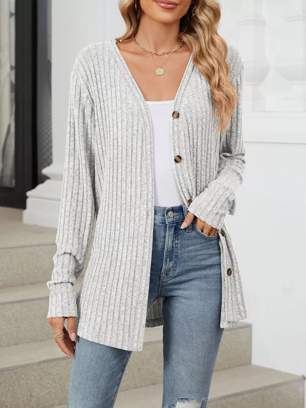 Ribbed Button-Up Cardigan, image 18