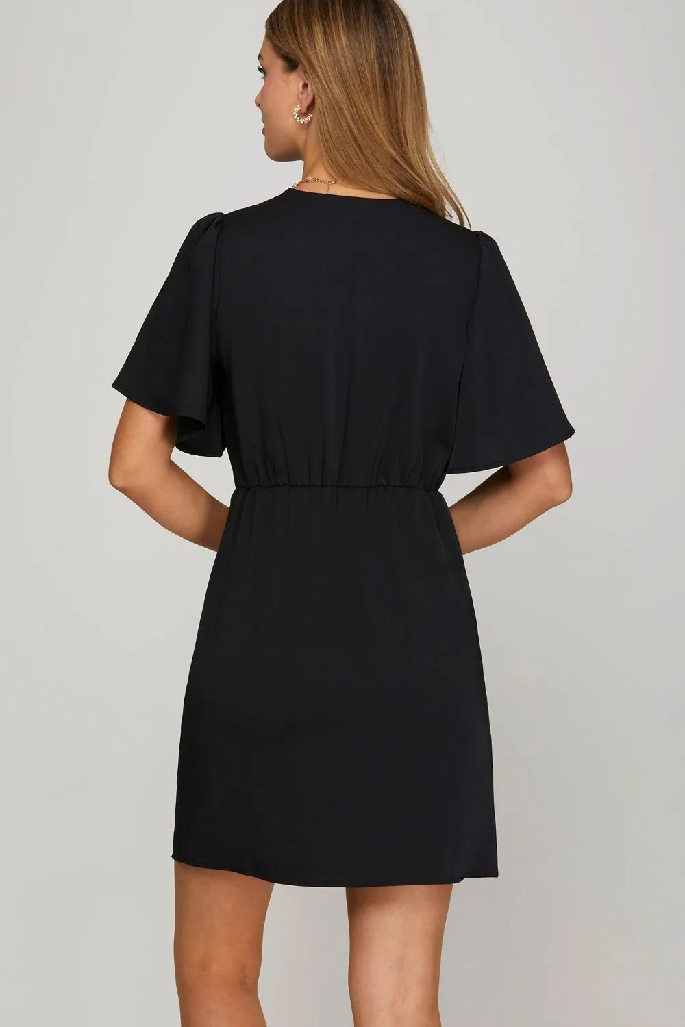 Ruffled Surplice Short Flutter Sleeve Mini Dress, image 2