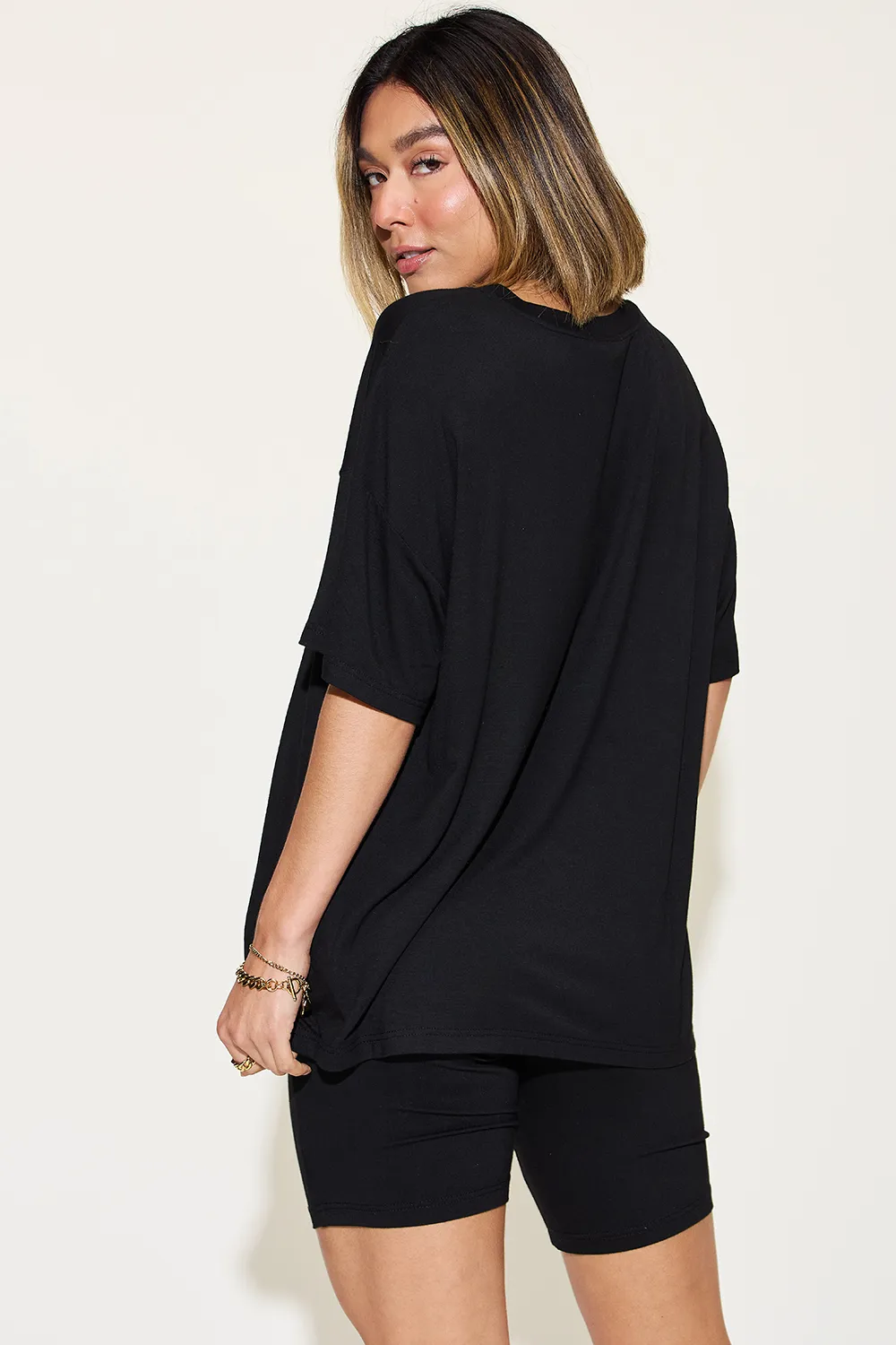 Full Size V-Neck Drop Shoulder T-Shirt and Shorts Set, image 5