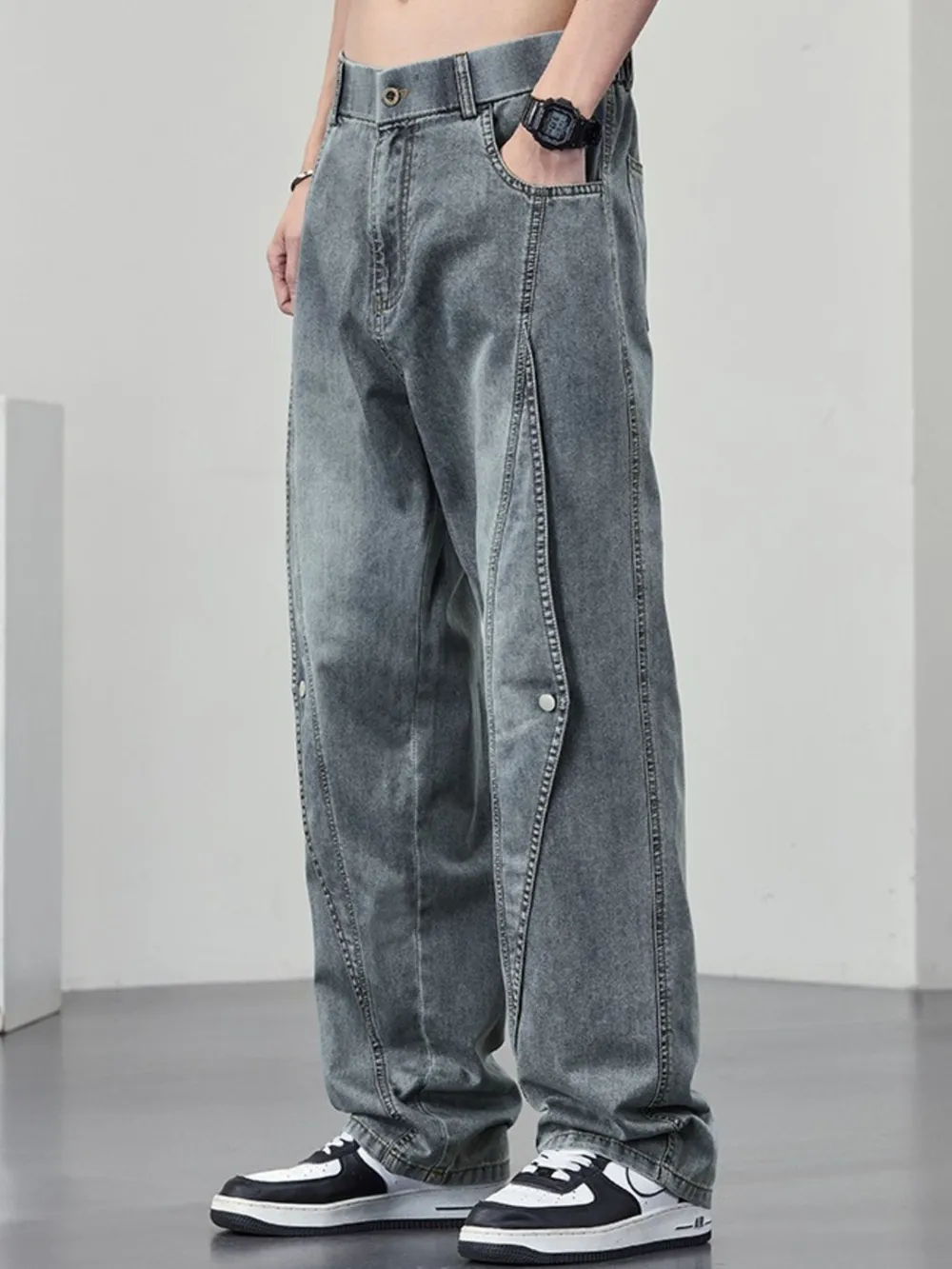 Men's Plus Size Wide Leg Jeans, image 7