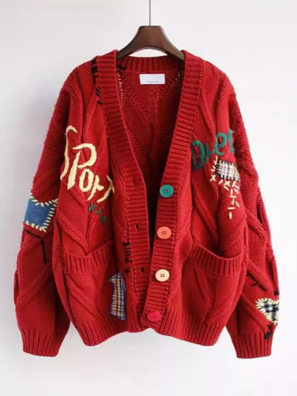 V-Neck Button Down Knit Cardigan, image 2