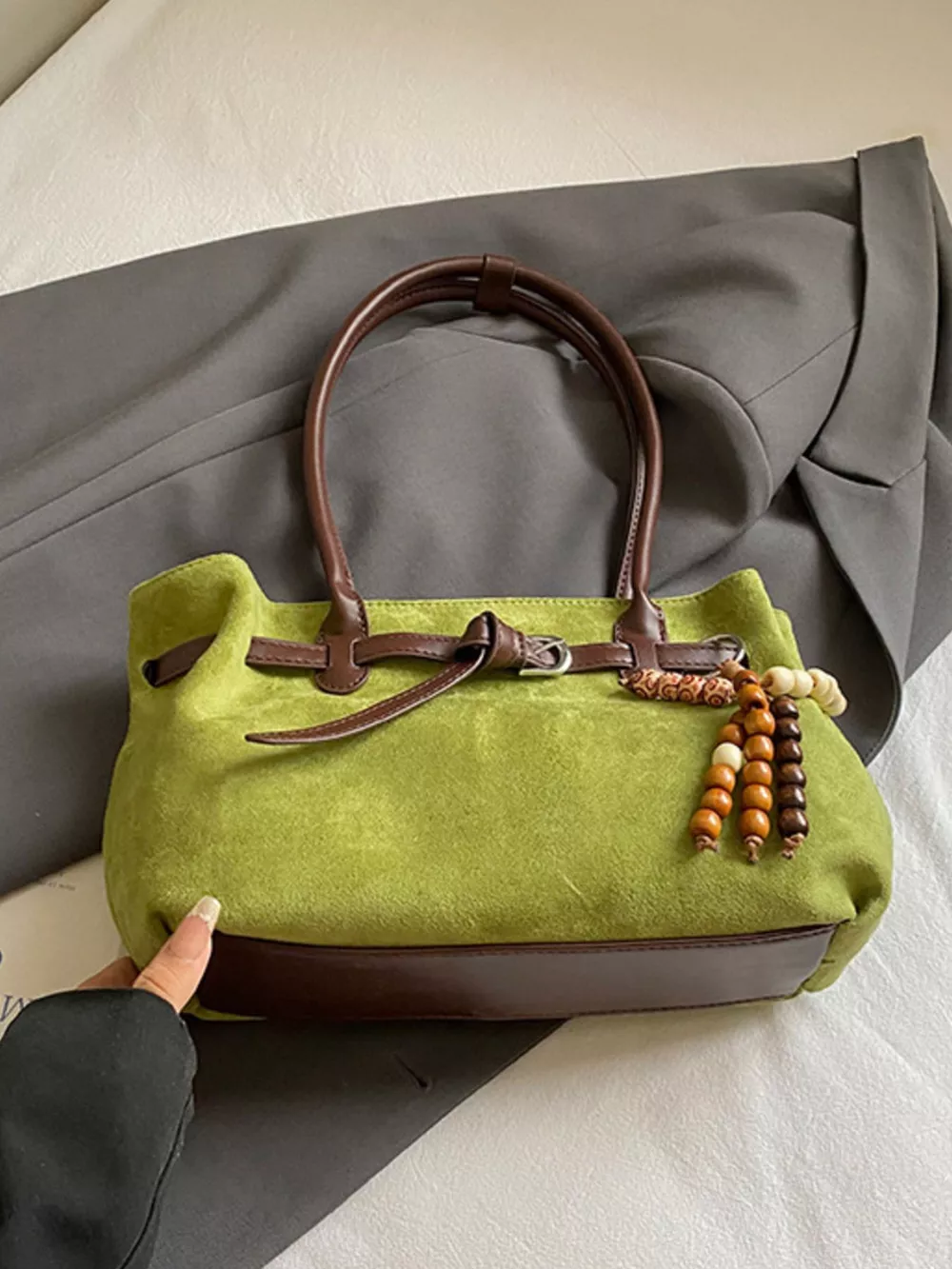 Vintage Suede Tote Bag, image 3