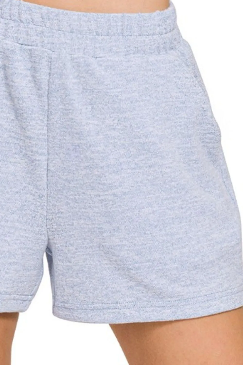 Soft Melange Hacci Elastic Waist Band Shorts, image 2