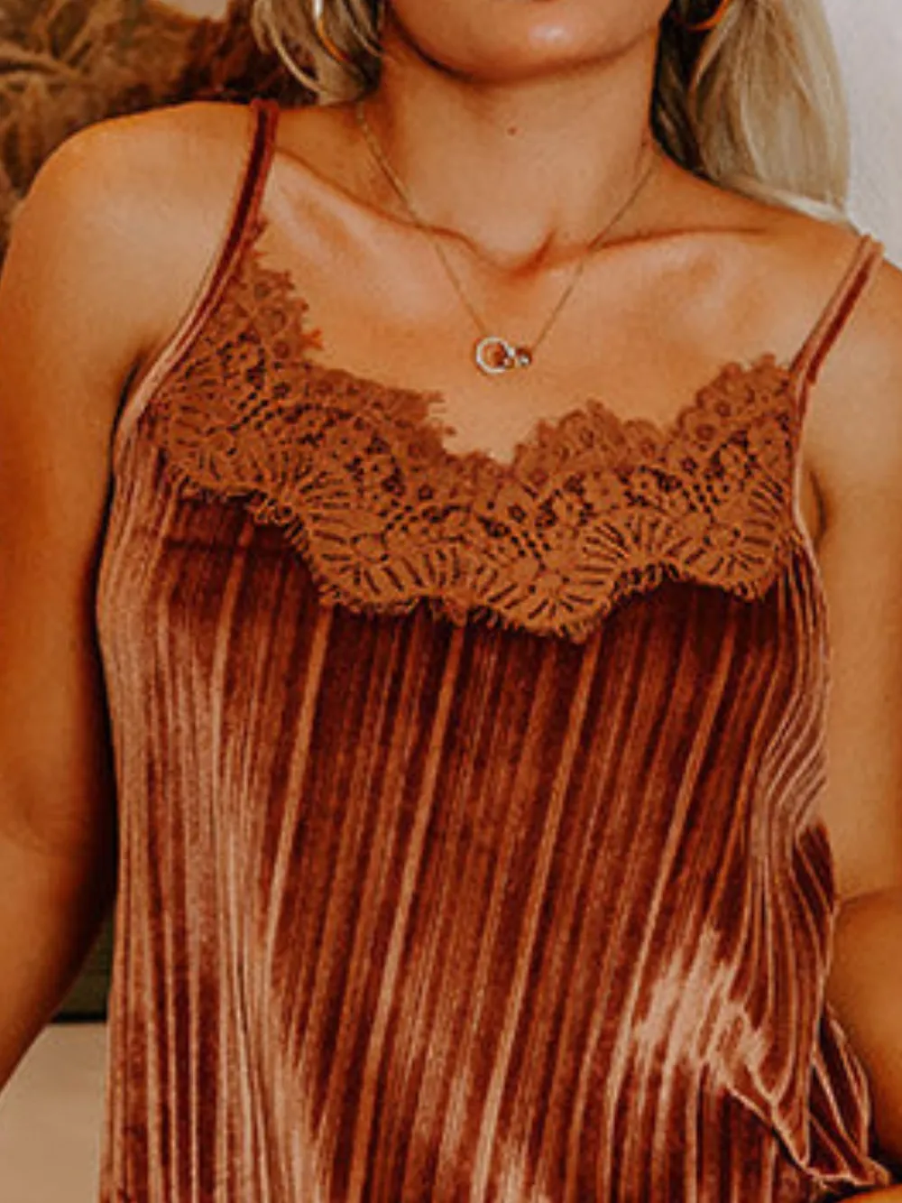 Lace Trim Pleated Cami, image 6