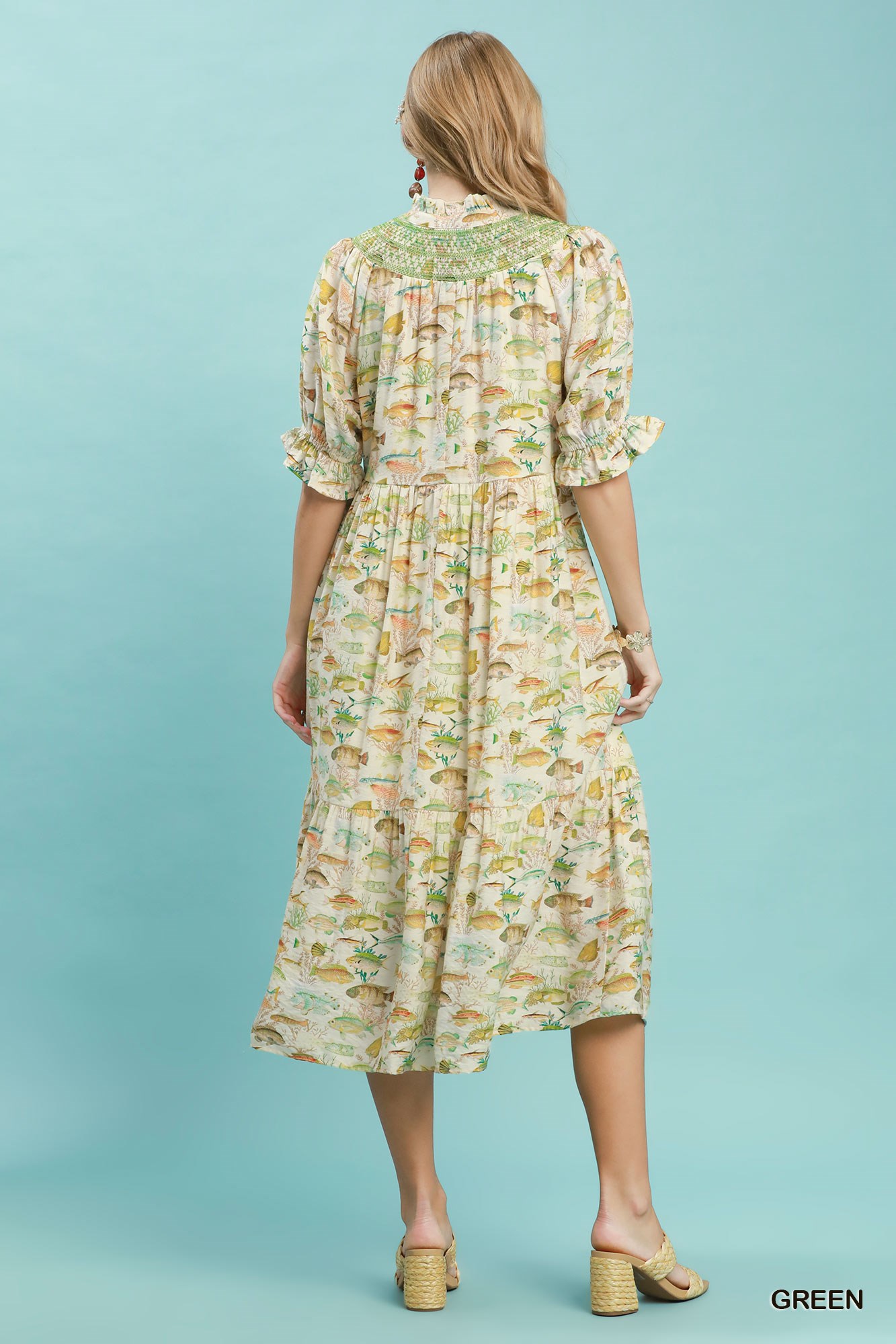 Print Tiered Midi Dress, image 3
