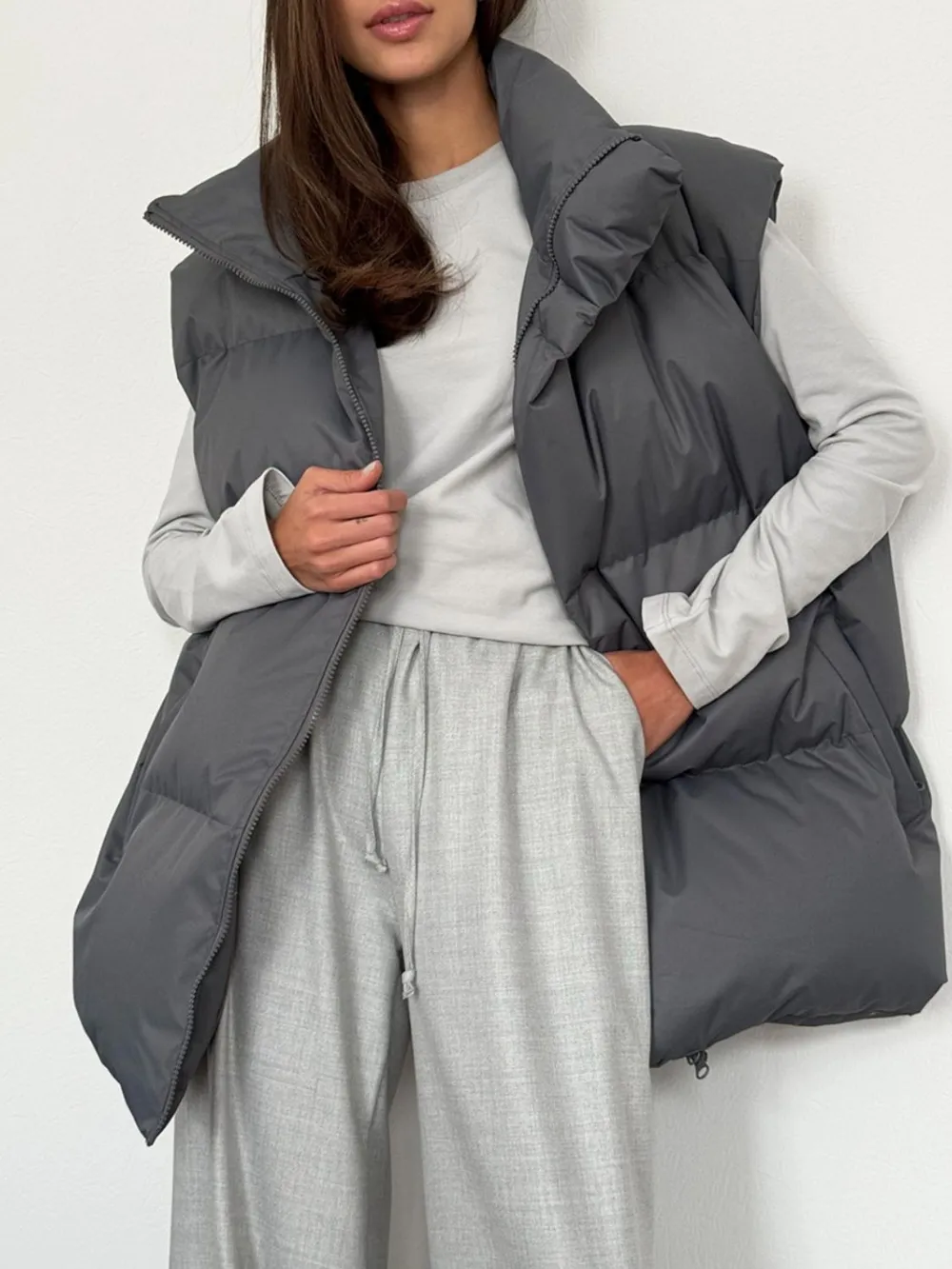 Zip Up Turtleneck Vest Coat, image 13