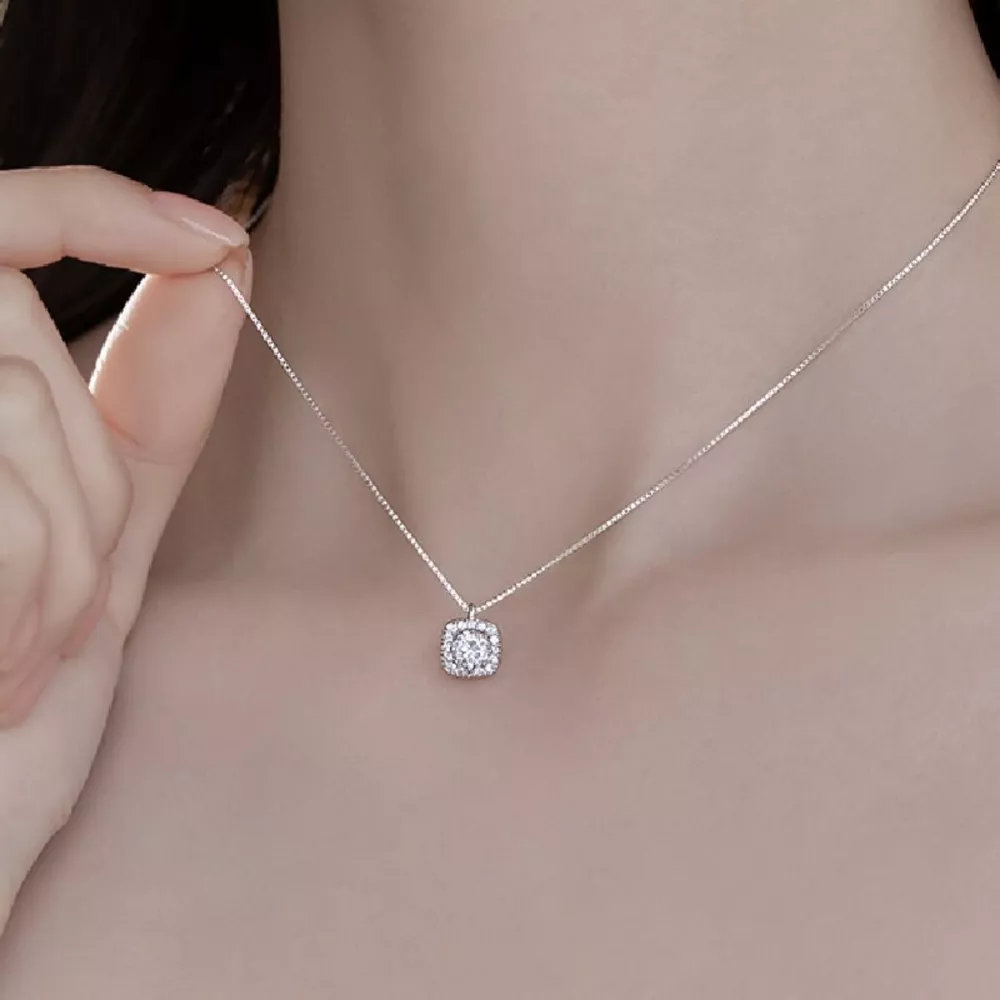 925 Sterling Silver Zircon Pendant Necklace, image 3