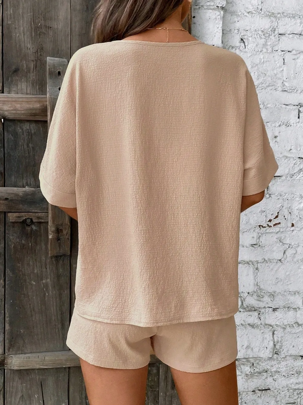 V-Neck Half Sleeve Top and Shorts Set, image 4