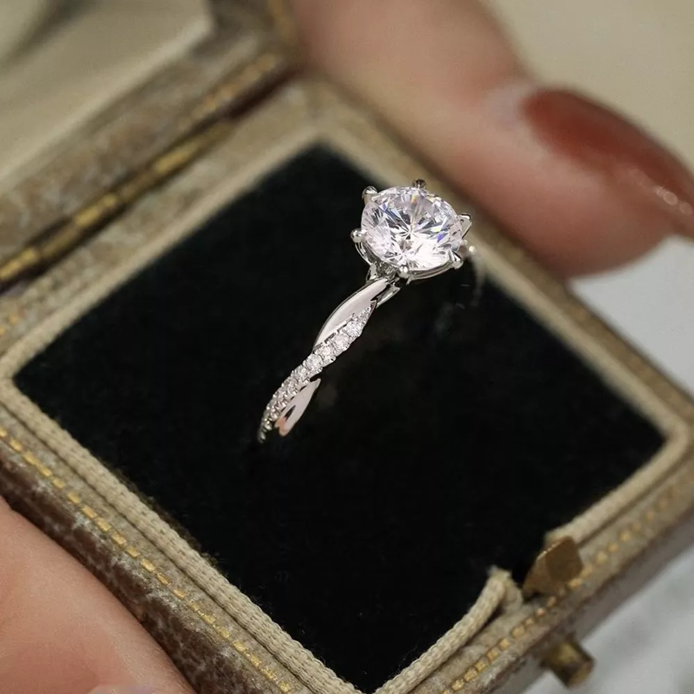1 Carat 925 Sterling Silver Moissanite Ring, image 10
